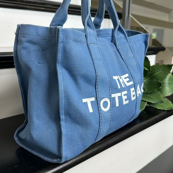 The Tote Bag blue canvas Zipper Top satchel Handles versitile - Picture 2 of 8